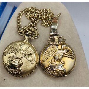 Vintage Gold Tone American Eagle Pocket Watches - DO NOT WORK